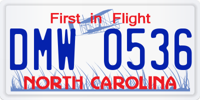 NC license plate DMW0536