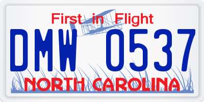 NC license plate DMW0537