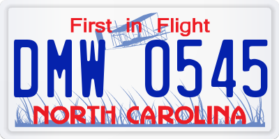 NC license plate DMW0545