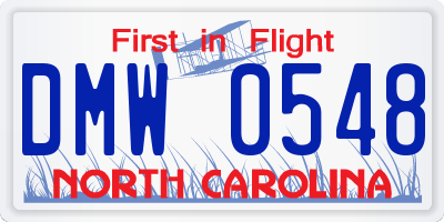 NC license plate DMW0548