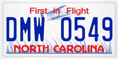 NC license plate DMW0549