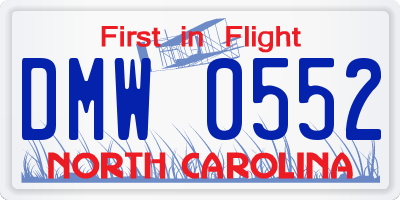 NC license plate DMW0552