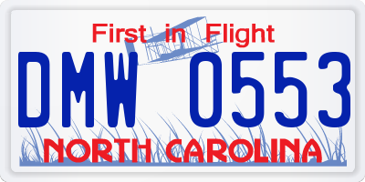 NC license plate DMW0553
