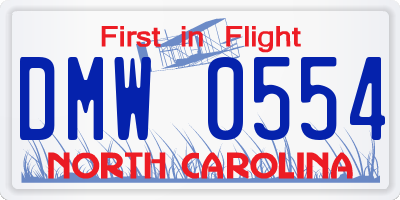 NC license plate DMW0554