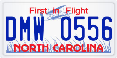 NC license plate DMW0556