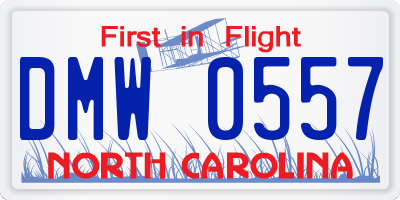 NC license plate DMW0557