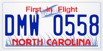 NC license plate DMW0558