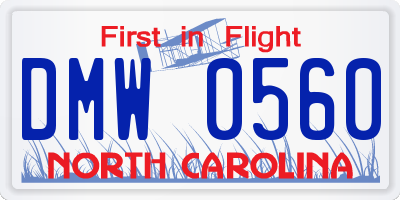 NC license plate DMW0560