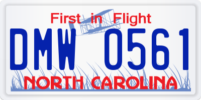 NC license plate DMW0561