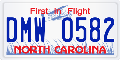 NC license plate DMW0582