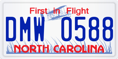 NC license plate DMW0588