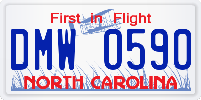 NC license plate DMW0590