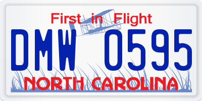 NC license plate DMW0595