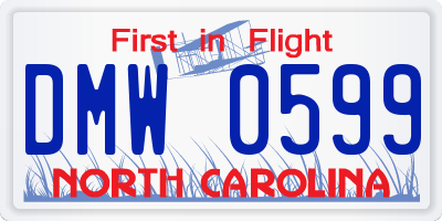 NC license plate DMW0599