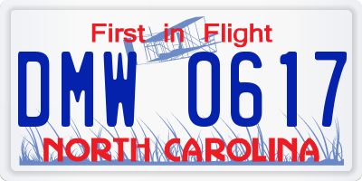 NC license plate DMW0617