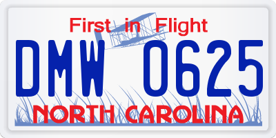 NC license plate DMW0625