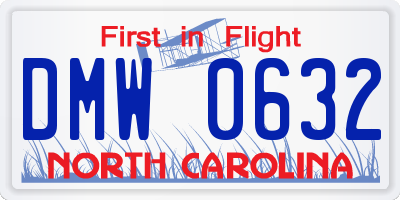 NC license plate DMW0632