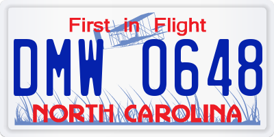 NC license plate DMW0648