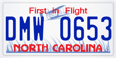 NC license plate DMW0653