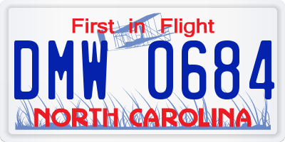 NC license plate DMW0684