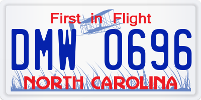 NC license plate DMW0696