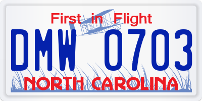 NC license plate DMW0703