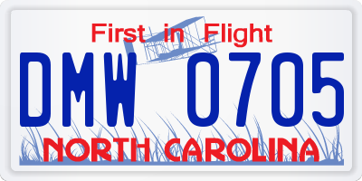 NC license plate DMW0705