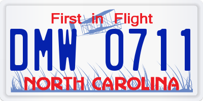 NC license plate DMW0711