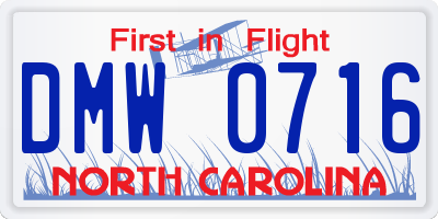 NC license plate DMW0716