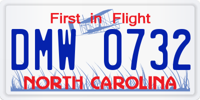 NC license plate DMW0732