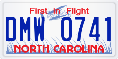 NC license plate DMW0741