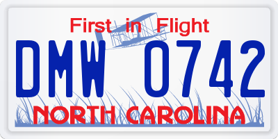 NC license plate DMW0742