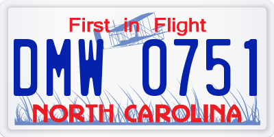 NC license plate DMW0751