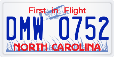 NC license plate DMW0752