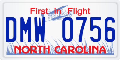 NC license plate DMW0756