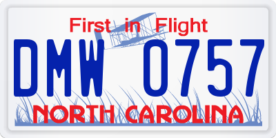 NC license plate DMW0757