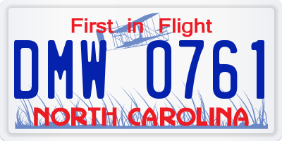 NC license plate DMW0761