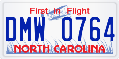 NC license plate DMW0764