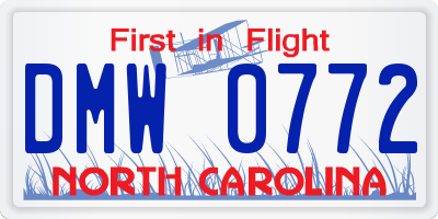 NC license plate DMW0772