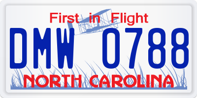 NC license plate DMW0788