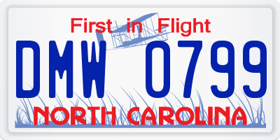 NC license plate DMW0799