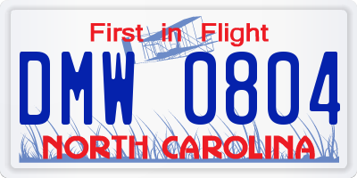 NC license plate DMW0804