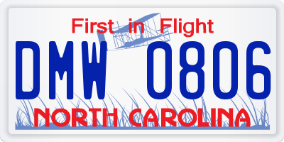 NC license plate DMW0806