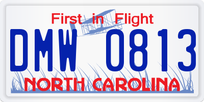 NC license plate DMW0813