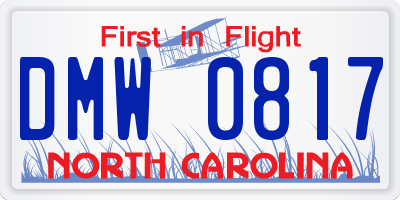 NC license plate DMW0817