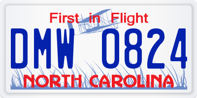 NC license plate DMW0824