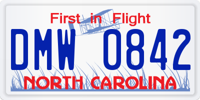 NC license plate DMW0842