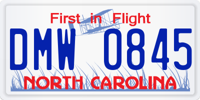 NC license plate DMW0845