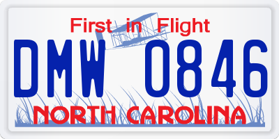 NC license plate DMW0846