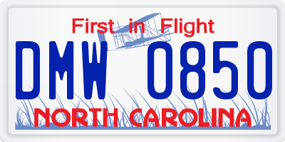 NC license plate DMW0850